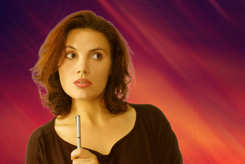 Woman looking off into the distance in space?
