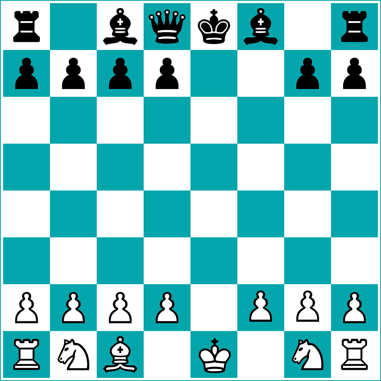 A Normal chess board set up and ready to play